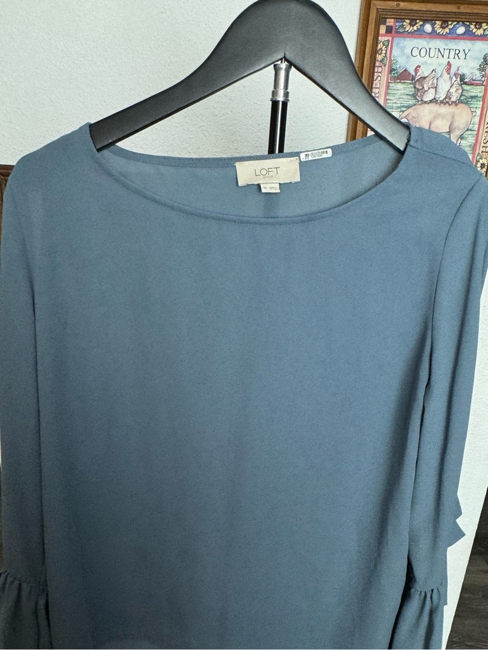 LOFT Dusky Blue Ruffle-Sleeve Blouse